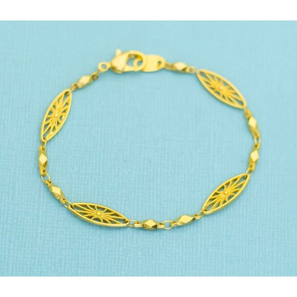 Vintage Long Oval Floral Sun Bracelet 7 inch by Avon - E5 - Picture 1 of 3